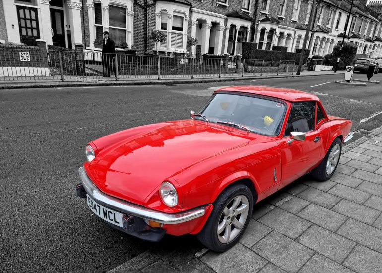 Triumph Spitfire black and white